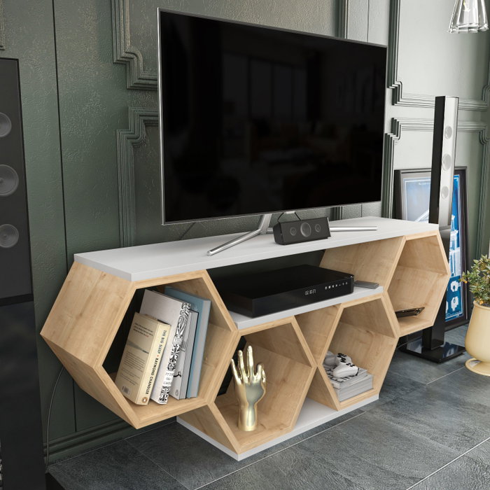 Hanah Home Soporte para TV Blanco y Sonomo Hanah Home Soporte para TV Blanco y Sonomo